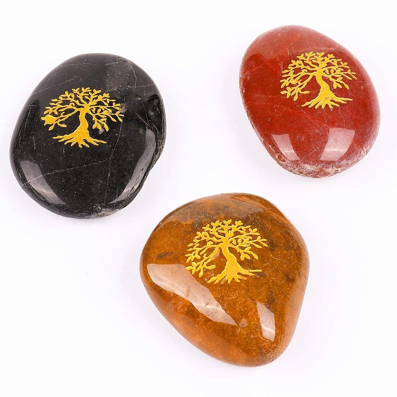 ROCKIMPACT 12PCS Life Tree Engraved Inspirational Stones, Pocket Word Stone River Rock, Zen Chakra Healing Palm Stone, Positive Encouraging Rocks, Tree of Life Organic Growth (Pack of 12, Life Tree) - Image 4